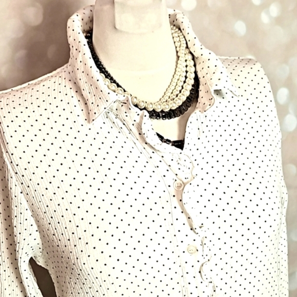 Kori Tops - Kori | White and Black Polkadot Ruffled Blouse